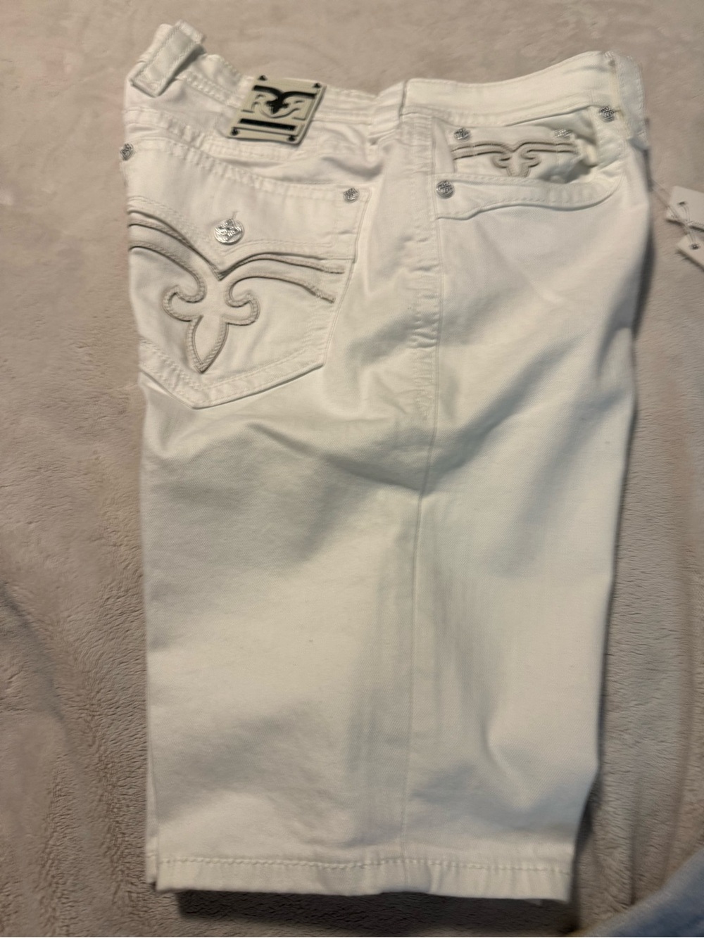Rock Revival White Men's Relaxed Jeans with Embroidered Back Pockets